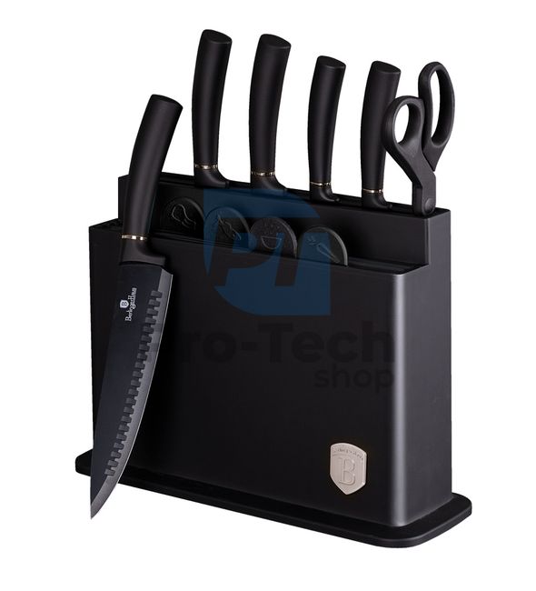 11-dijelni set kuhinjskih noževa od nehrđajućeg čelika sa stalkom i daskom za rezanje BLACK 20471
