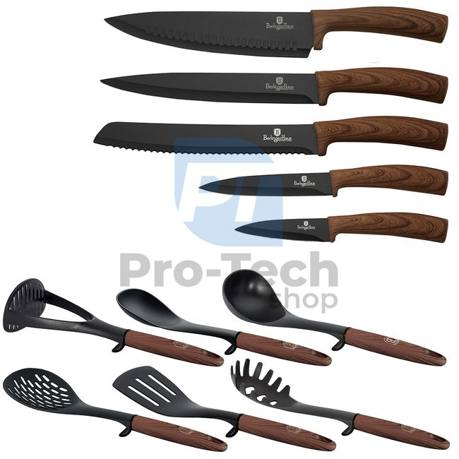 12-dijelni set kuhinjskog pribora sa stalkom i kuhinjskim noževima od nehrđajućeg čelika EBONY ROSEWOOD 20805