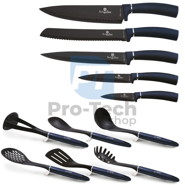 12-dijelni set kuhinjskih noževa i kuhinjskog pribora od nehrđajućeg čelika AQUAMARINE- SILVER 20074