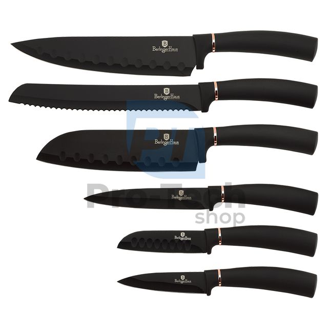 6-dijelni set kuhinjskih noževa od nehrđajućeg čelika BLACK- ROSE GOLD 19703