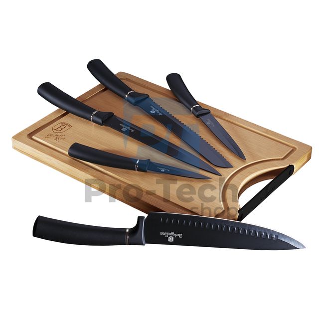 6-dijelni set kuhinjskih noževa od nehrđajućeg čelika s daskom za rezanje BLACK 20469