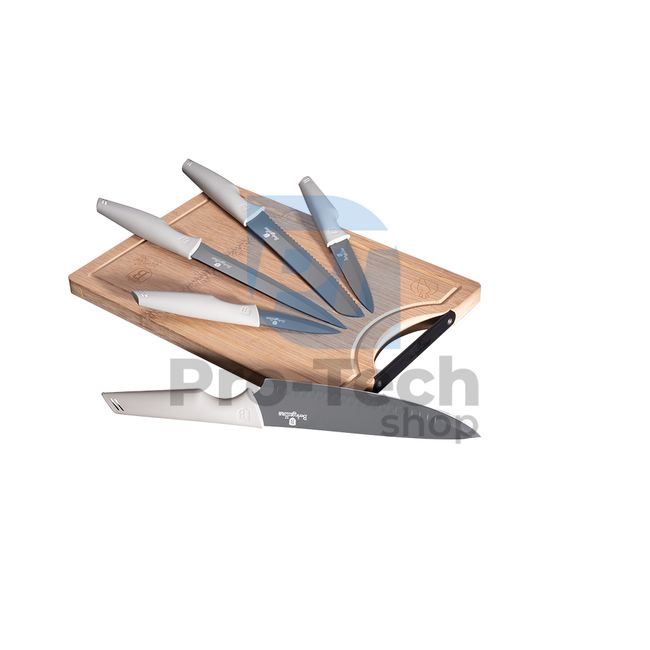 6-dijelni set kuhinjskih noževa od nehrđajućeg čelika s daskom za rezanje MATT GREY 20733