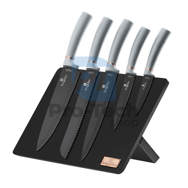 6-dijelni set kuhinjskih noževa od nehrđajućeg čelika s magnetnim postoljem GREY 19863
