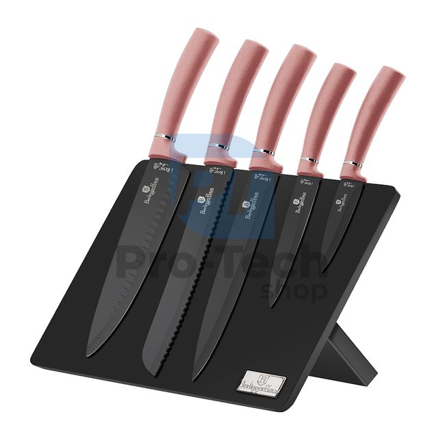 6-dijelni set kuhinjskih noževa od nehrđajućeg čelika s magnetnim postoljem PINK 19962