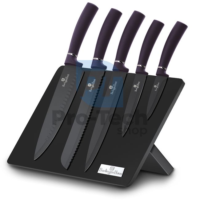6-dijelni set kuhinjskih noževa od nehrđajućeg čelika s magnetnim stalkom PURPLE 20275