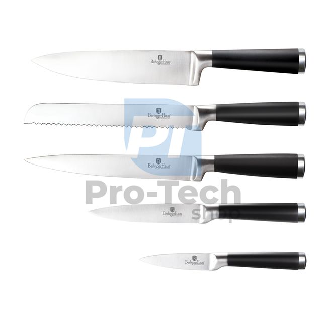 6-dijelni set kuhinjskih noževa od nehrđajućeg čelika sa stalkom BLACK-SILVER 20483