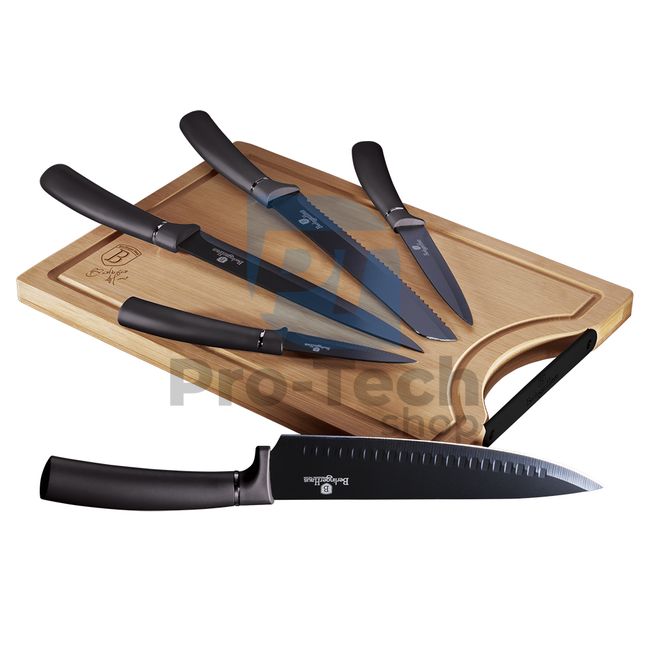 6-dijelni set kuhinjskih noževa s daskom za rezanje od bambusa CARBON PRO 19375