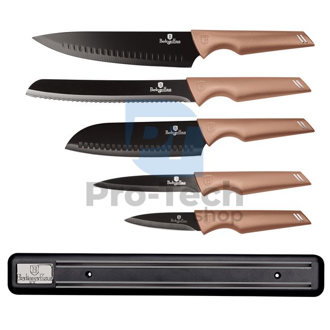 6-dijelni set kuhinjskih noževa sa magnetnim držačem ROSE GOLD 19520