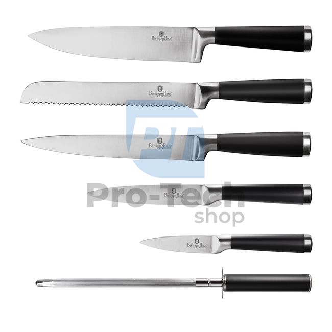 7-dijelni set kuhinjskih noževa od nehrđajućeg čelika sa stalkom od bambusa BLACK 20481