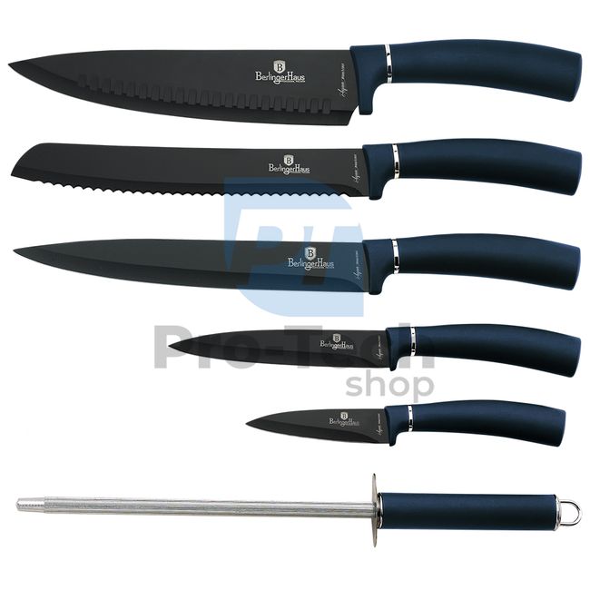 7-dijelni set kuhinjskih noževa od nehrđajućeg čelika sa stalkom AQUAMARINE 20066
