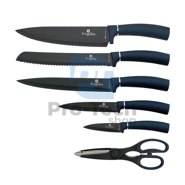 7-dijelni set kuhinjskih noževa od nehrđajućeg čelika sa stalkom AQUAMARINE 20072