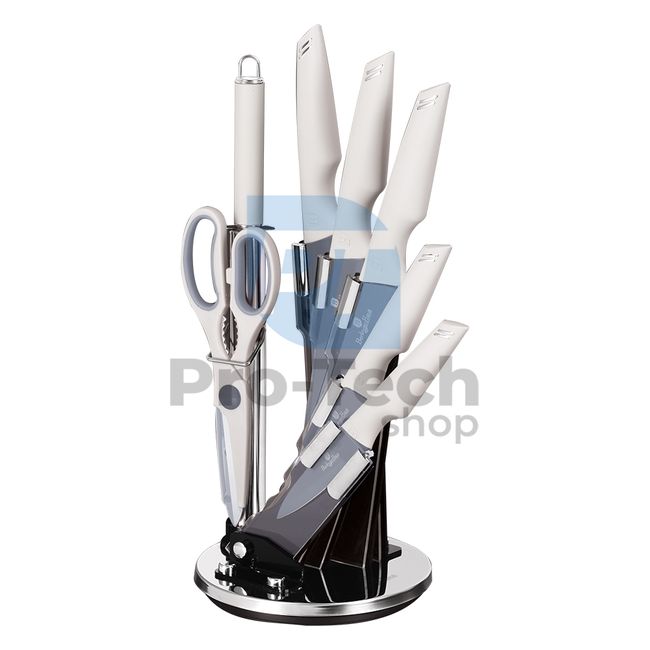 8-dijelni set kuhinjskih noževa od nehrđajućeg čelika s akrilnim stalkom MATT GREY 20735