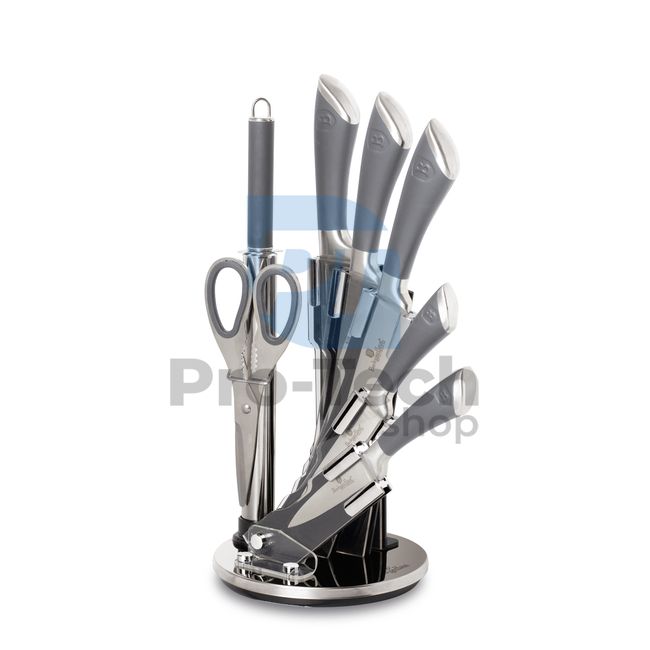 8-dijelni set kuhinjskih noževa od nehrđajućeg čelika s akrilnim stalkom MATT GREY 20736