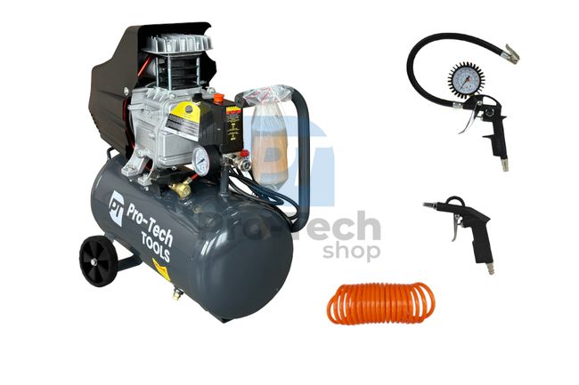 Kompresor 24L 2000W 230V + 3-dijelni pneumatski set Pro-Tech TOOLS 40540