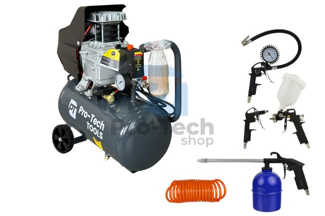 Kompresor 24L 2000W 230V + 5-dijelni pneumatski set Pro-Tech TOOLS 40539