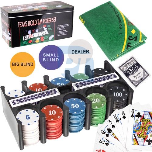 Poker set - 200 žetona + karte + podloga 75073