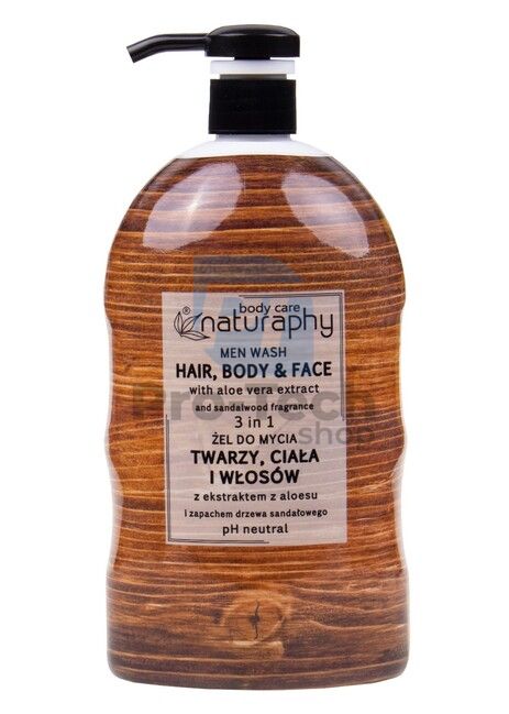 Gel za tuširanje, šampon i gel za lice za muškarce 3u1 sandalovina Body care Naturaphy 1000 ml 30126