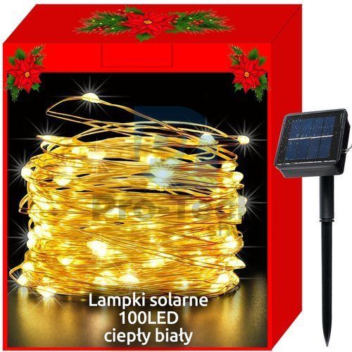 Božićne lampice - solarne - žica 100 LED hladno bijela 75462