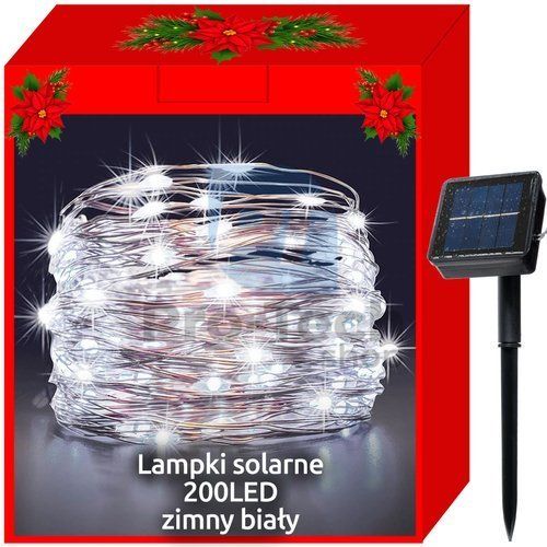 Božićna svjetla - solarna - žice 200LED hladno bijela 75464
