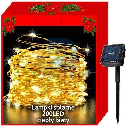 Božićne lampice - solarne - žice 200LED topla bijela 75465