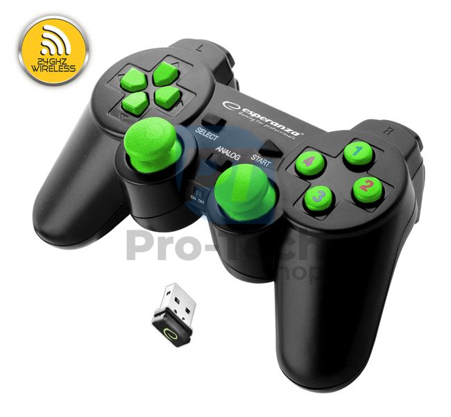 Vibrirajući bežični gamepad PC/PS3 USB GLADIATOR, crno-zeleni 72645