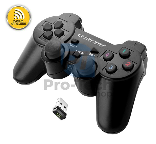 Vibrirajući bežični gamepad PC/PS3 USB GLADIATOR, crni 72646