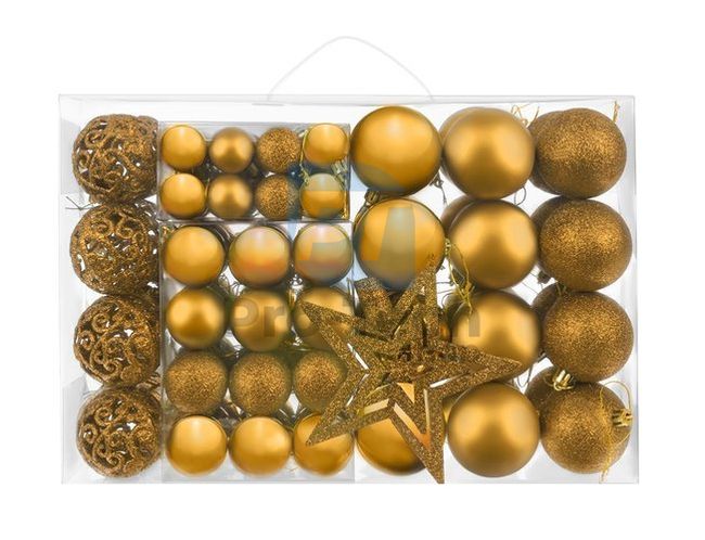 Zlatni set božićnih kuglica - 100 komada + Star 75623